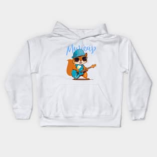 Squirrel play guitar Kids Hoodie